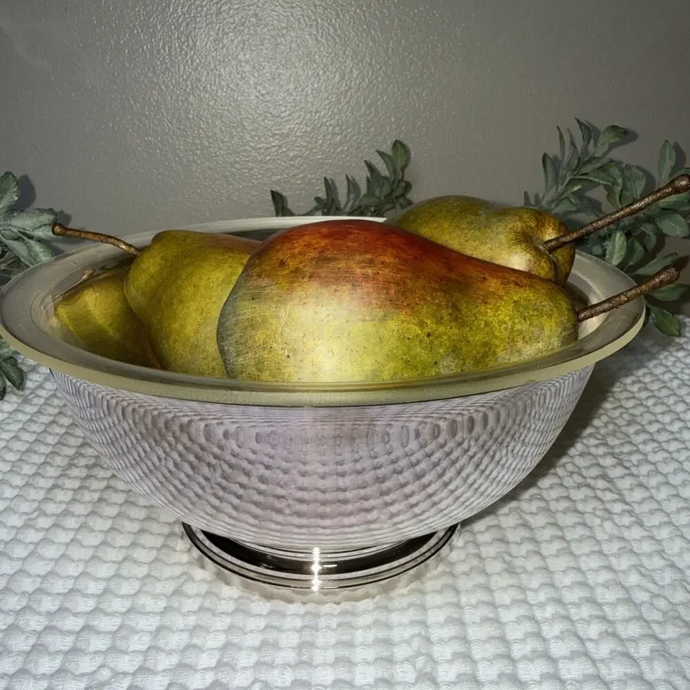 Vtg Gorham Silverplate Footed Pedestal Serving Bowl YC780 w Plastic Insert 8”